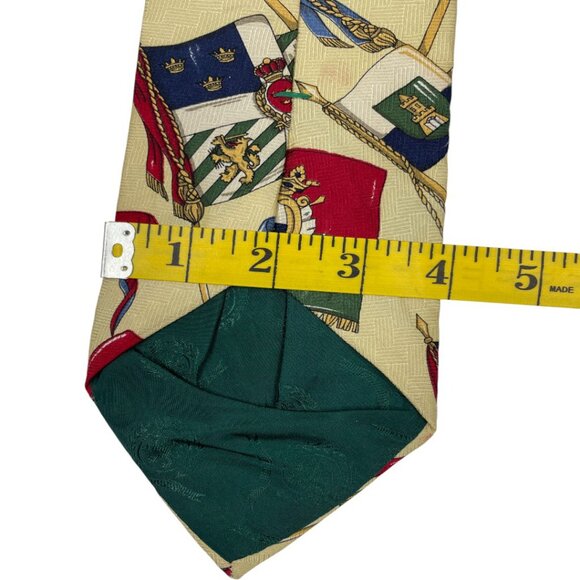 Tommy Hilfiger Silk Tie Vintage 90's Lion Crest Flags - Picture 5 of 6